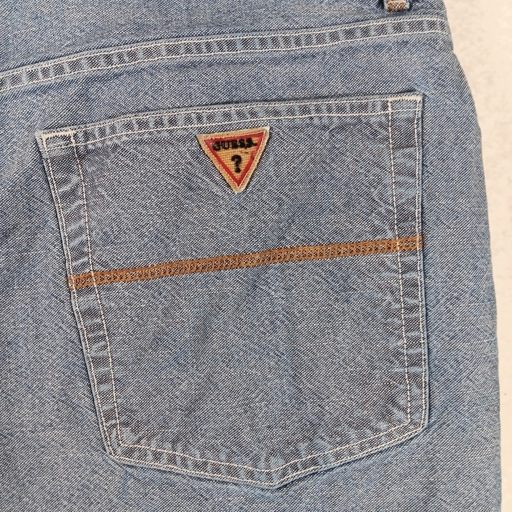 Vintage Guess Shorts Mens 38 Blue Denim Baggy Wide Leg Streetwear Jorts Grunge - Picture 7 of 13